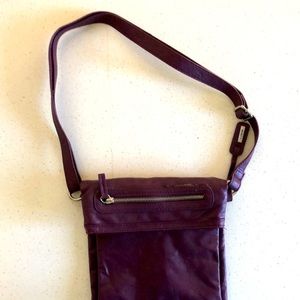 L. Credi plum purse with shoulder straps